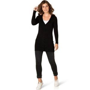 Yest Yaella Black Long Button Front Cardigan 80482